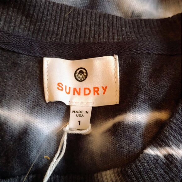 Sundry T Shirt Navy White Women Size 1 Puff Sleeve Tie Dye - Picture 6 of 6